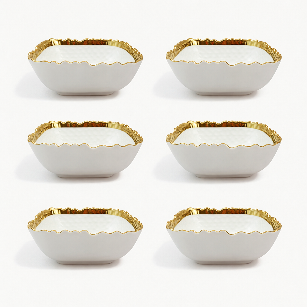 Patti Skål – Vit Keramik med Guld - Eadl