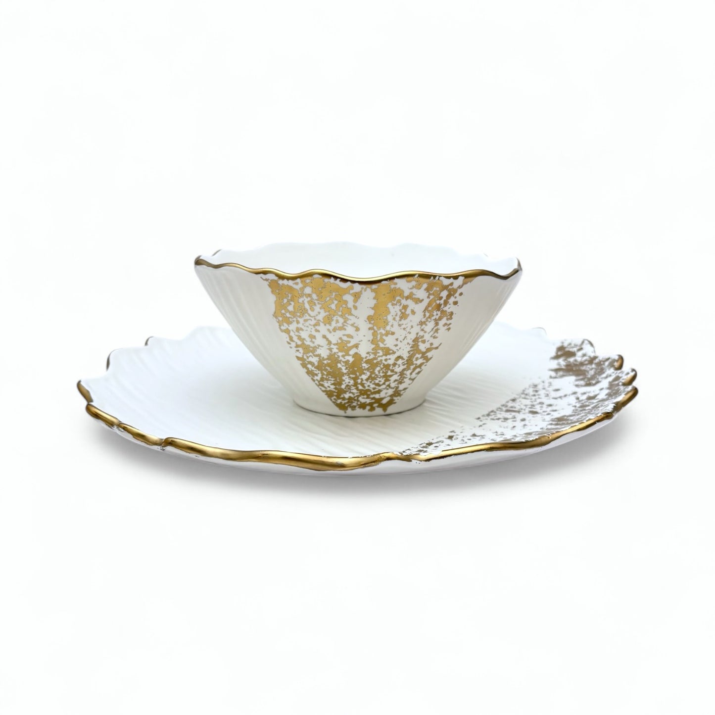 Molly Skål – 15cm Vit och Guld