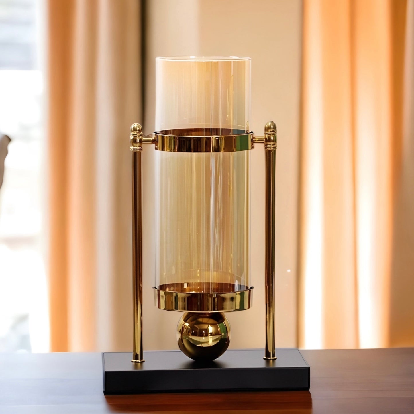 a vase sitting on top of a wooden table