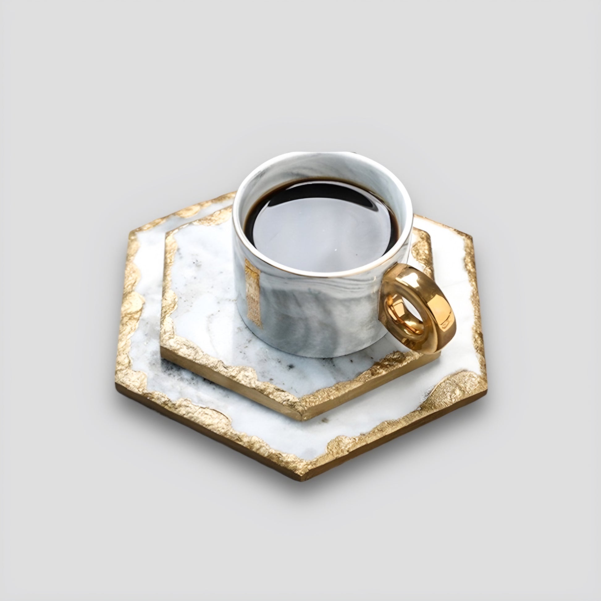 a coffee mug sitting on top of a table 