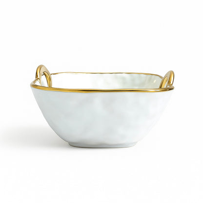 Klara Skål – Vågigt Porslin med Elegant Guldkant