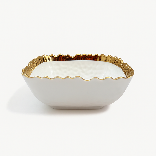Patti Skål – Vit Keramik med Guld
