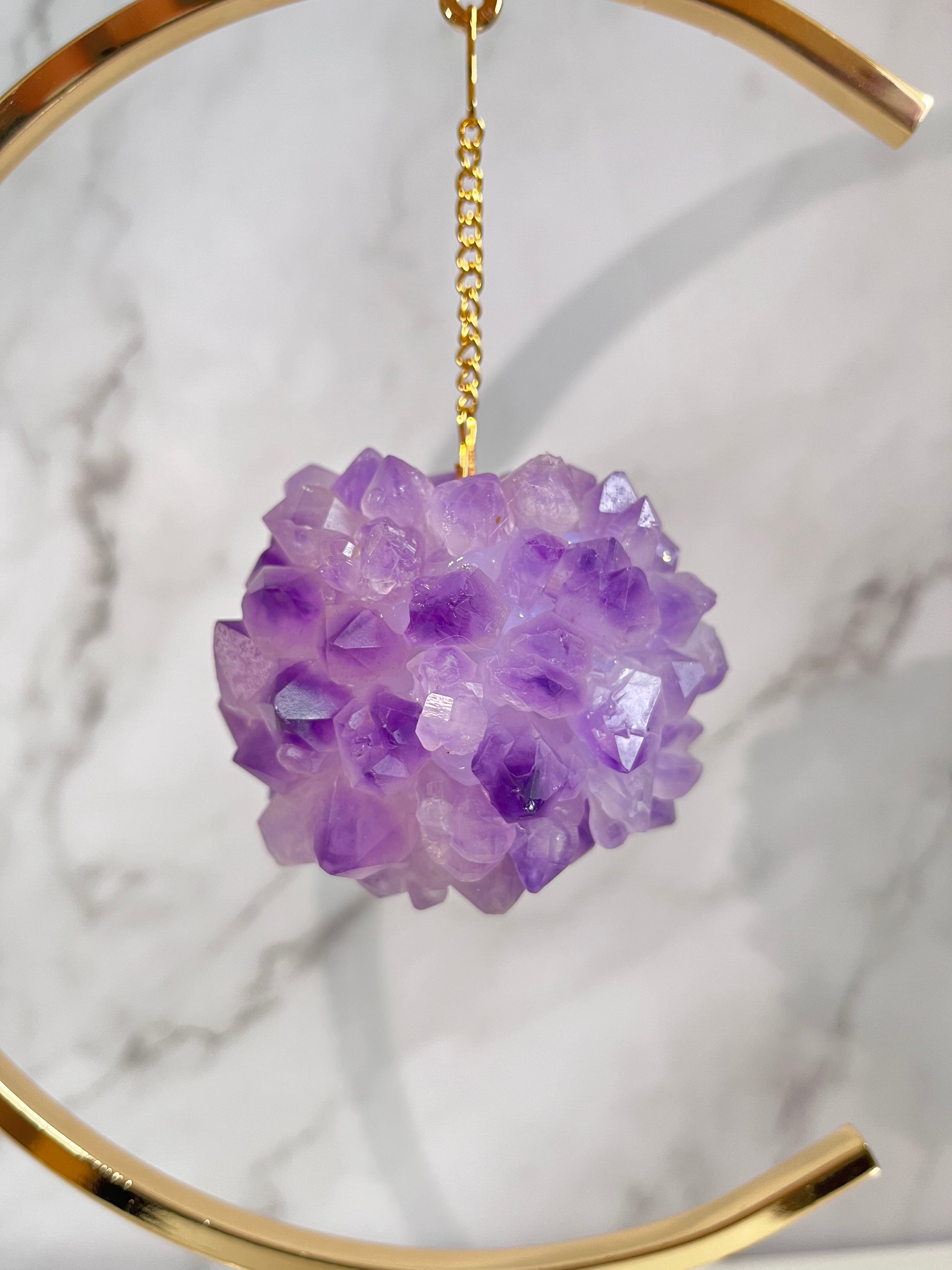 a purple flower in a glass vase on a table 