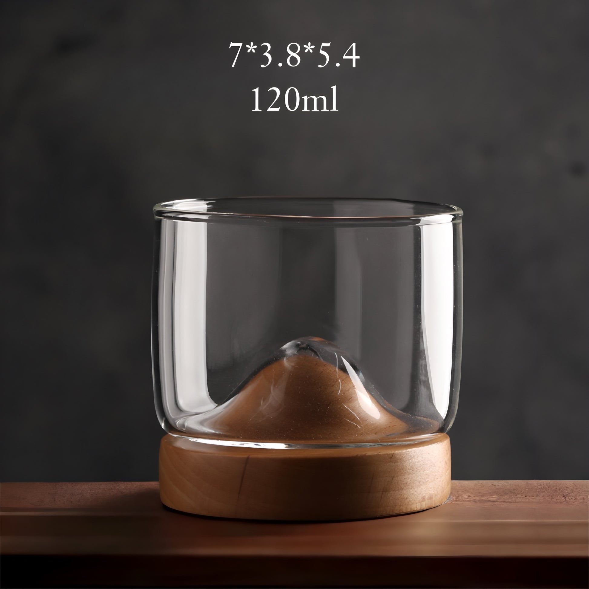 a brown glass vase sitting on a wooden shelf 