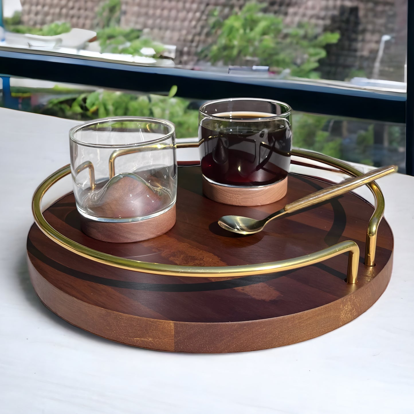 a blender sitting on top of a wooden table 