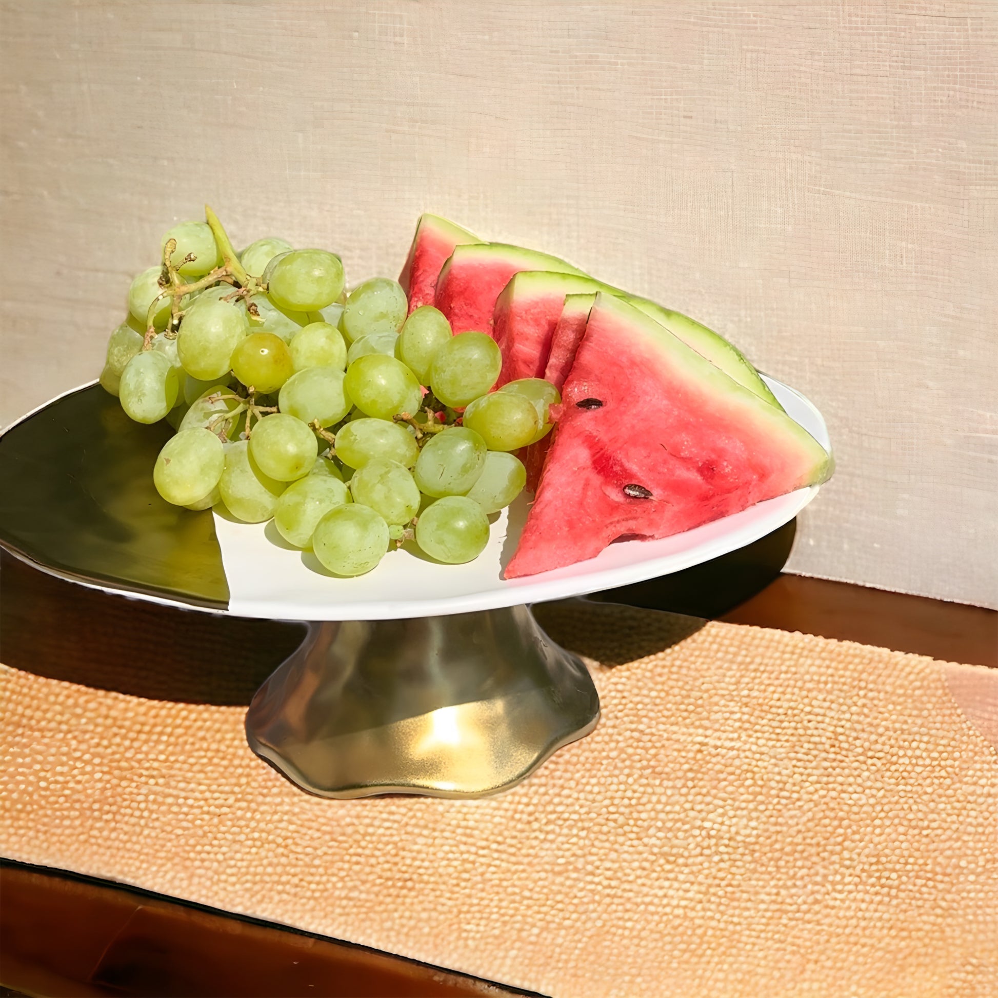 a bowl filled with red and white flowers 